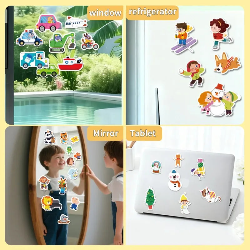 Reusable Sticker Books for Kids Jelly Bubble Scene Stickers DIY Puzzle Game Educational Learning Classic Toys for Children Gift