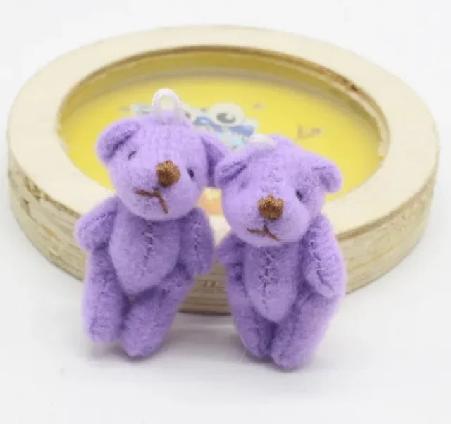 20pcs Kawaii Small Bears Plush Toys 4cm Mini Teddy Bear Stuffed Plush Dolls For Girl Keychain Joint Movable Bear Children Gift
