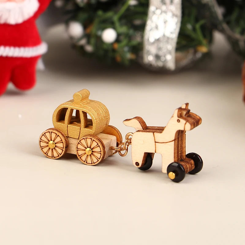 1PC Dollhouse Mini Wooden Car And Train Assembly Accessories Small Ornaments Micro Landscape For Doll House Decor Kids Toys