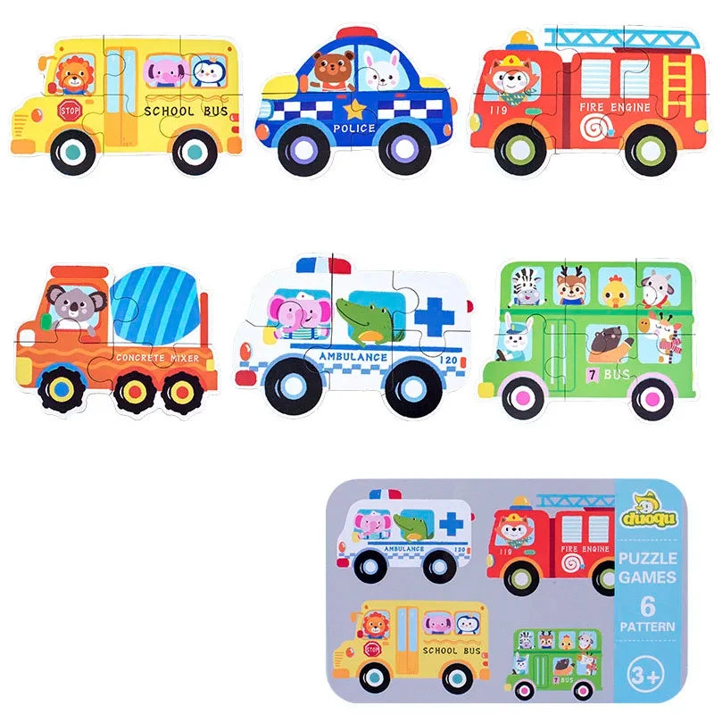 Baby Puzzle Montessori Educational Toys Wood Puzzle Animal Matching Games Iron Box Wooden Puzzles For Children Kids 2 3 4 Years