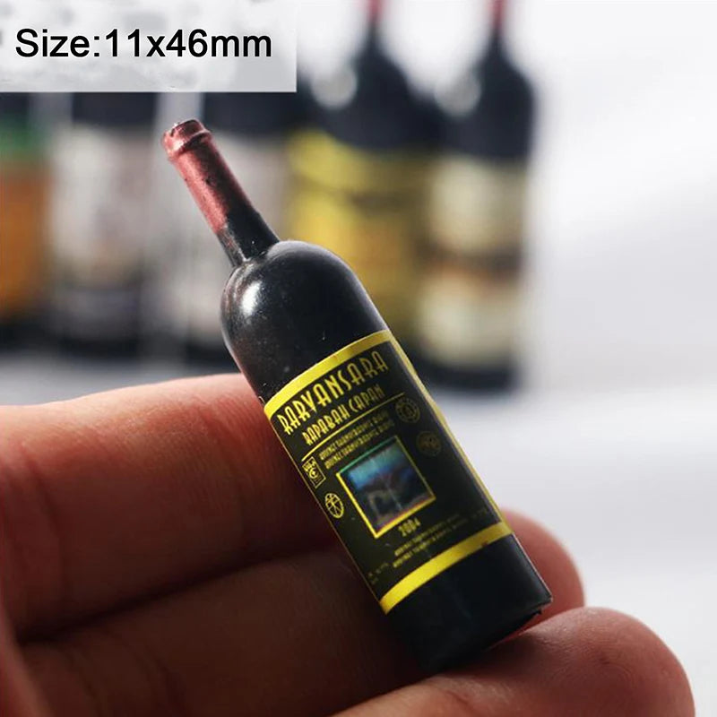 5Pcs 1/12 Dollhouse Miniature Red Wine Bottle Simulation Accessories For Food Play Toy Decoration