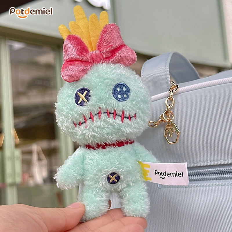 Original Disney Stitch Lotso Sullivan Woody Plush Dolls keychain Angel Stitch Mr.Q Alien Stuffed Toy Pendant Kids Birthday Gift