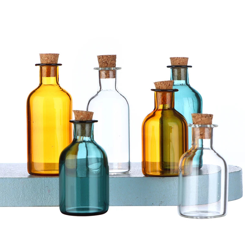 1:12 Dollhouse Miniature Mini Glass Bottle Cork Cover Storage Tiny Jar Vials Vase Decor Toy For Doll House