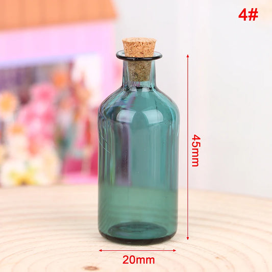 1:12 Dollhouse Miniature Mini Glass Bottle Cork Cover Storage Tiny Jar Vials Vase Decor Toy For Doll House