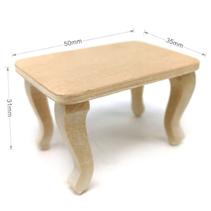 DIY Mini Wooden Table Furniture Toys 1:12 Dollhouse Miniature Accessories Doll House Decor Baby Toys