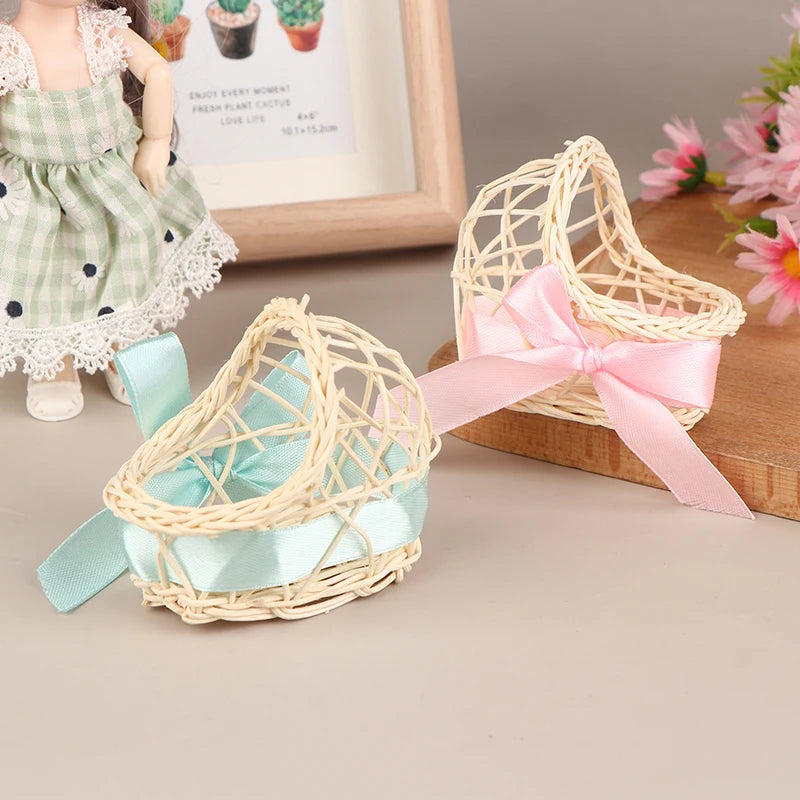 1:12 Dollhouse Miniature Baby Bed Wooden Nursery Cradle Nursery Room Baby Basket Baby carriage Baby Walker Furniture Model Toy