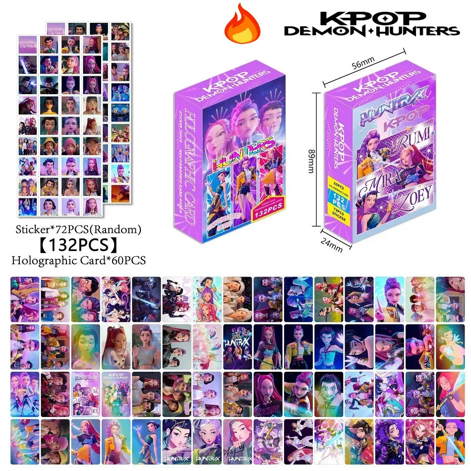 132Pcs/Box Anime Kpop Devil Hunter Collectible Card Set Gaming LOMO Cards Lase Holographic Card Children's Toy Birthday Gift