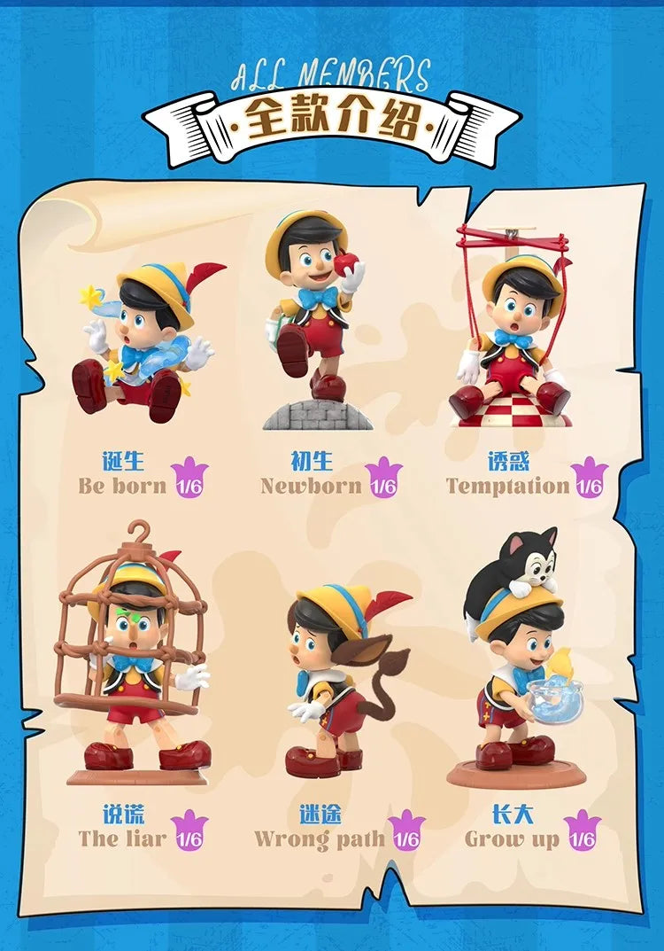 TOP TOY Disney Pinocchio Growth Diary Series Blind Box Animation Desktop Ornaments Cute Children's Toys Figures Birthday Gifts