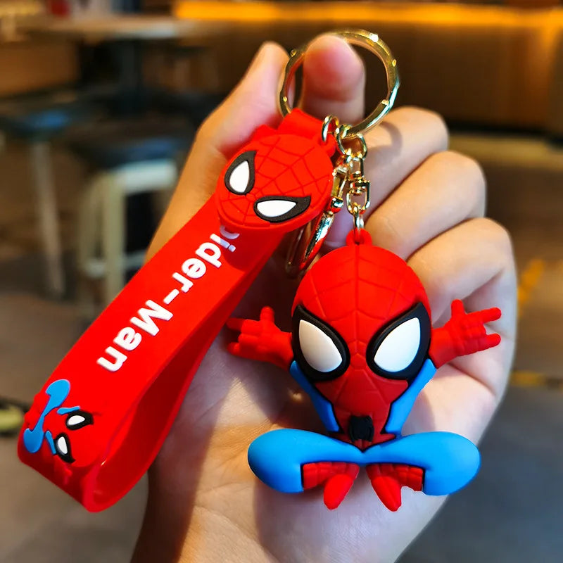 Classic SpiderMan Keychain Pendant Disney Marvel Amazing Inverted Silk Stereo Doll Car Hanging Decor Keychain Birthday Gift Toys