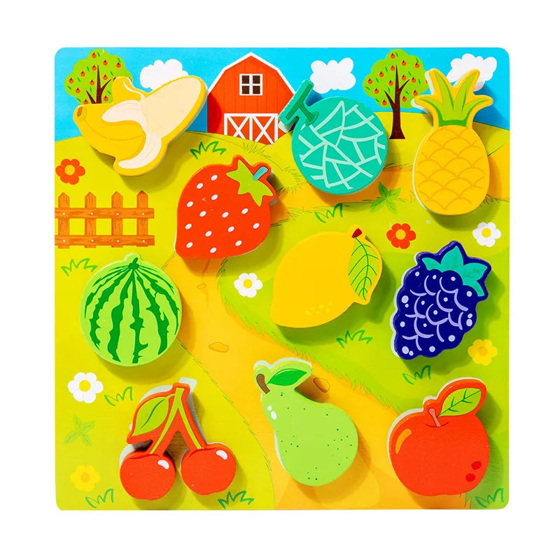 Children's 3D Puzzle Animal Transportation Sea Animal Fruits Early Education Fun DIY Paste Puzzle Toys for Kids Gifts
