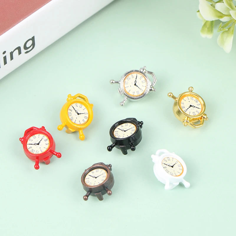 1Pc 1:12 Dollhouse Miniature Alarm Clock Model Doll Home Room Decoration Toy