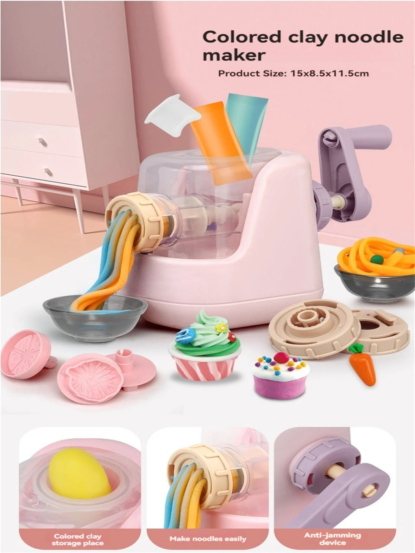 Colorful clay noodle maker, ice cream maker, burger maker, multifunctional puzzle toy set, suitable for boys and girls aged 3-12