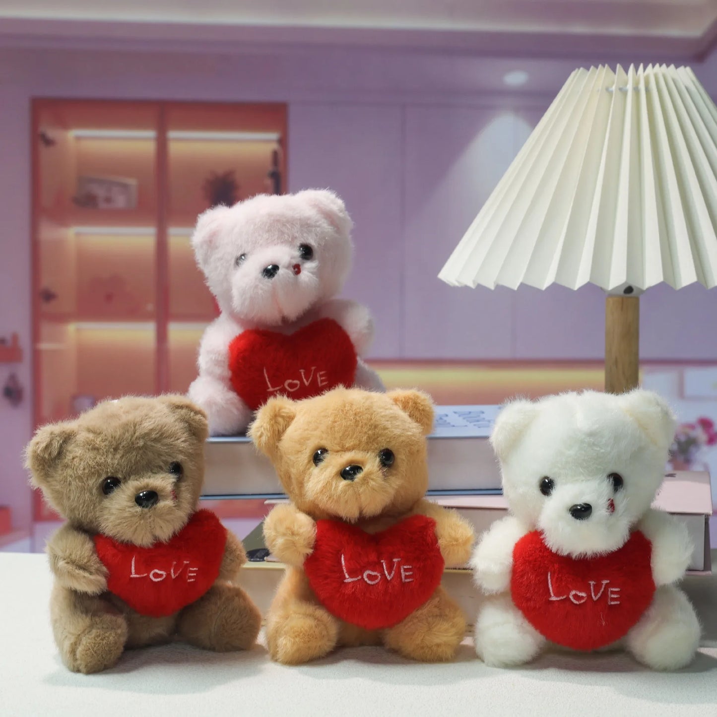 1-10PCS Cute Cartoon Bear Plush Toy Hugging  Heart Soft Stuffed Animal Doll Bag Pendant Keychain  ForCompanions Gifts