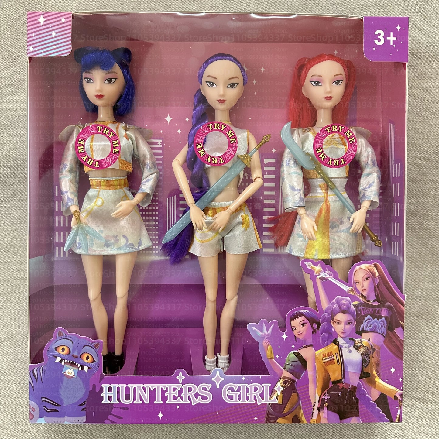 Hunters Girl Doll Rumi Mira Zoey Vinyl Figure Kpop Demon Hunters 11 Inch Posable Anime Toy with Theme Music for Kids Girl Gift