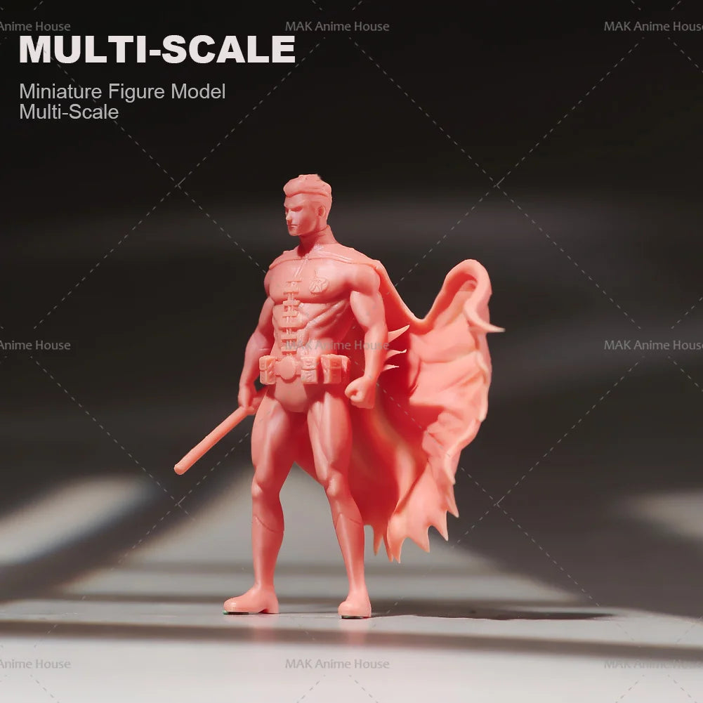Miniatures 1/18 1/24 1/64 1/43 1/87 Sunglasses Cloak Male Hero Comic Figure Doll Unpainted Model Home Decoration Scene Car Toys