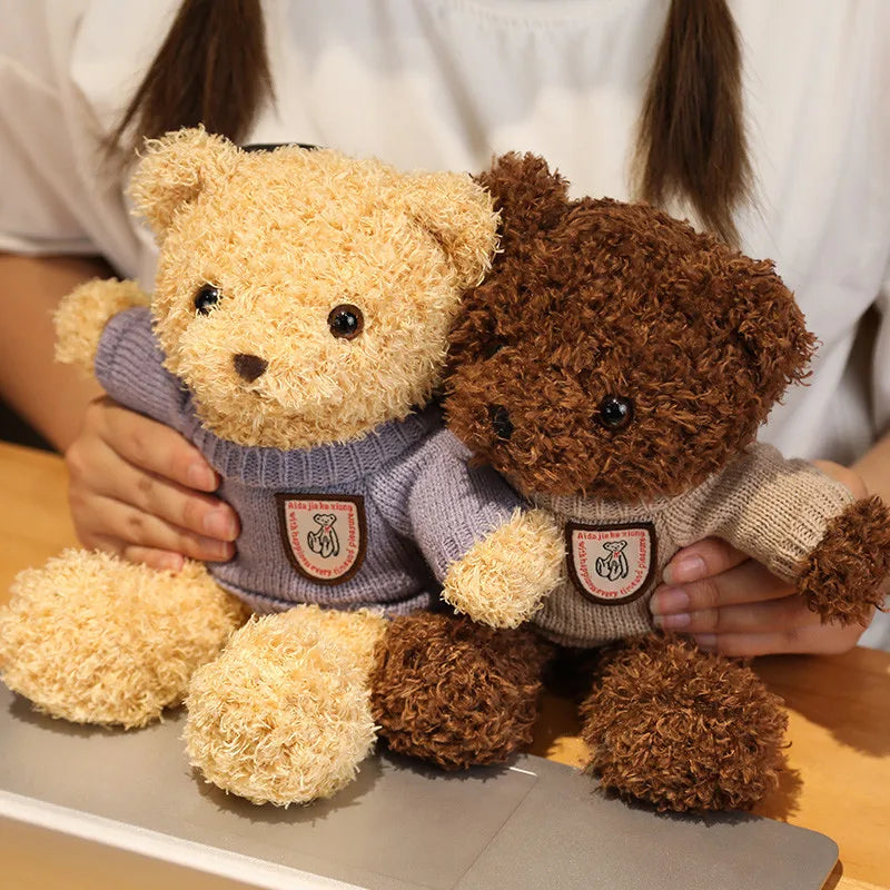 Cute Teddy Bear Plush Toy Stuffed  Animal Bear with Weater/Heart Soft Doll Kids Toys Birthday Gift