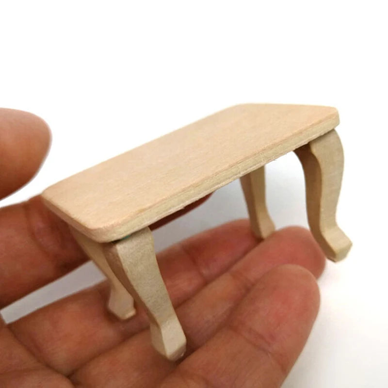 DIY Mini Wooden Table Furniture Toys 1:12 Dollhouse Miniature Accessories Doll House Decor Baby Toys