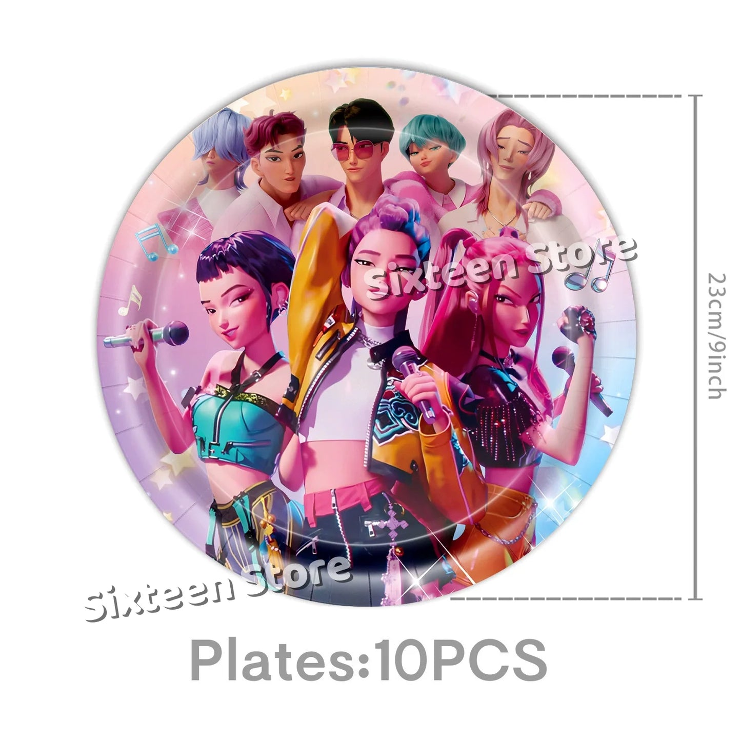 Demones Hunt Cartoon Anime Party Supplies Cutlery Set with Warrior Banner Plate Cake Topper K--Pop Cup for Birthday Party supply