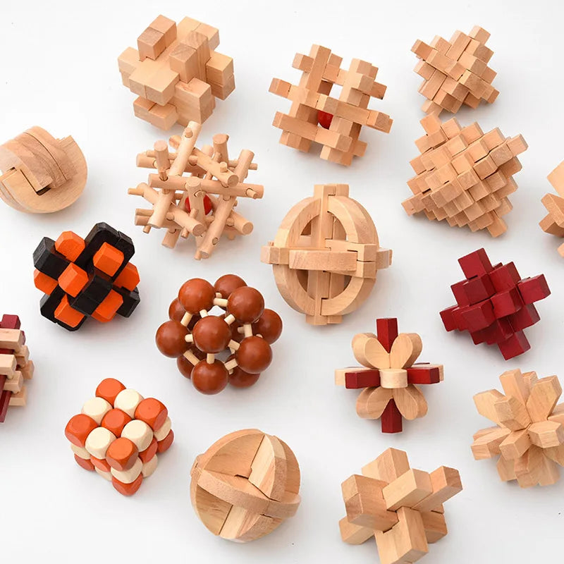 Wooden Luban Lock Unlock Interlock Game Brain Teaser Puzzle Inteligencia Rompecabezas 3D De Madera Montessori Educational Toys