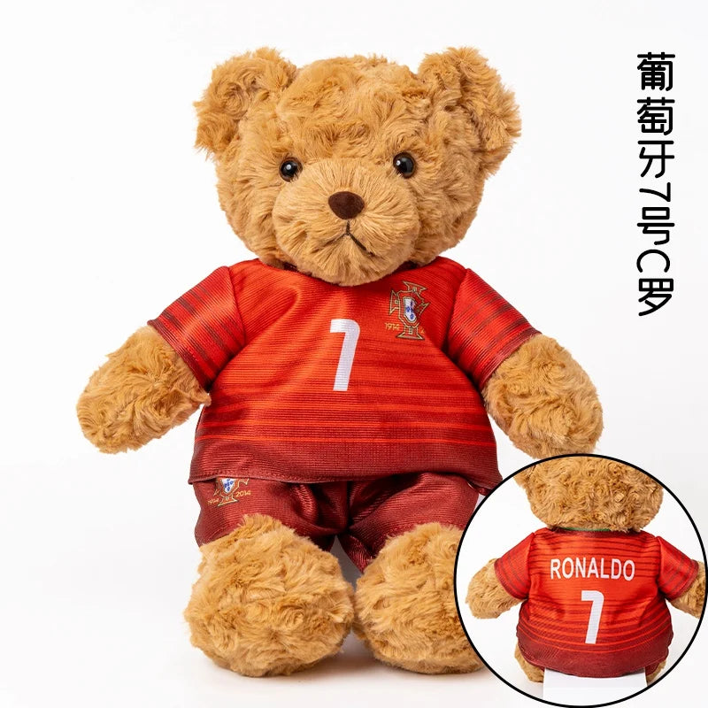 35cm Football Bear Plush Toy Cuddly Teddy Bear Soft  Stuffed Plush Animal Teddy Bear Doll Detachable jersey