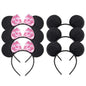 Mickey Ear Headband Hair Ornament Minnie Mickey Mouse Bow Headband Princess Hair Accessory Girls Birthday Party Gift Supplies
