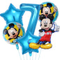 Mickey Mouse Birthday Party Decoration Blue Mickey Tableware Cups Plates Balloons Backdrop Pannents Gift Bag Kids Party Supplies