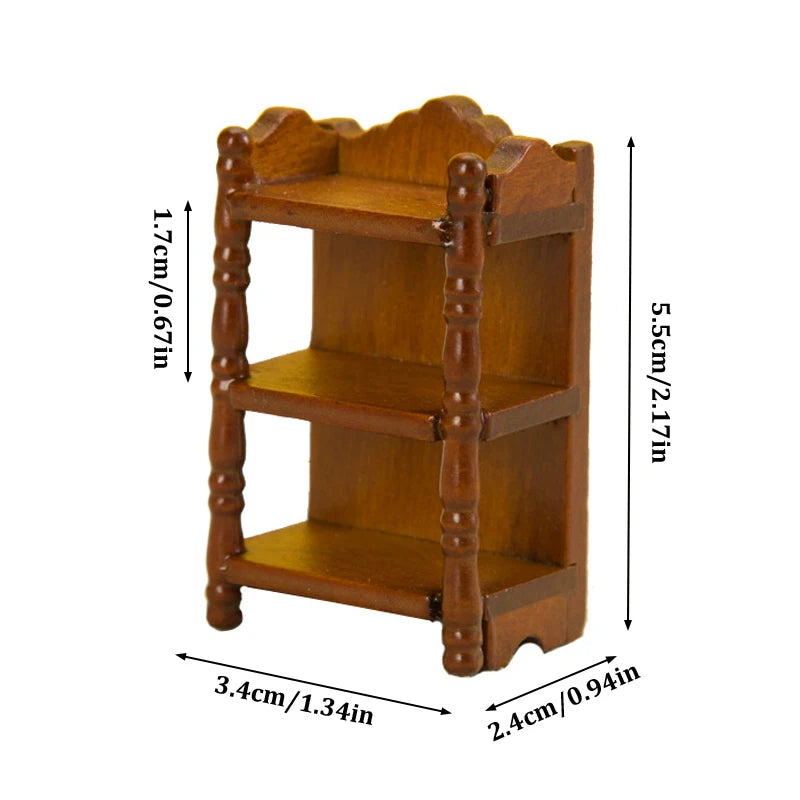 1:12 Dollhouse Miniature Wood Bedside Stand Storage Rack Nightstand Furniture Bedroom Model Decor Toy Doll House Accessories