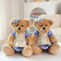 2pcs/lot 26cm Lovely Couple Teddy Bear Peluche Toys Kawaii Dress Bear Dolls Stuffed Soft Toy for Girls Baby Girlfriend Gifts