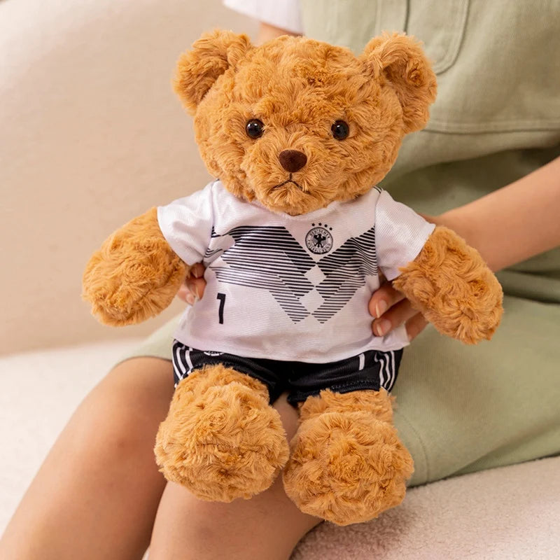 35cm Football Bear Plush Toy Cuddly Teddy Bear Soft  Stuffed Plush Animal Teddy Bear Doll Detachable jersey