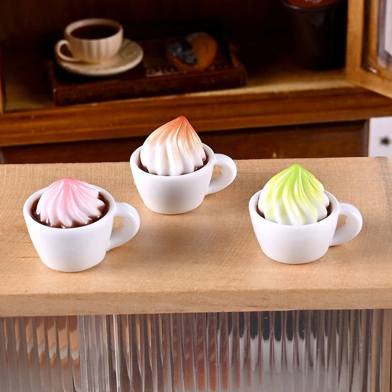 1Set 1:12 Dollhouse Miniature Cake Coffee Fork Tray Food Model Kitchen Decor Toy For Doll House Accessories Toy