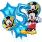Mickey Mouse Birthday Party Decoration Blue Mickey Tableware Cups Plates Balloons Backdrop Pannents Gift Bag Kids Party Supplies