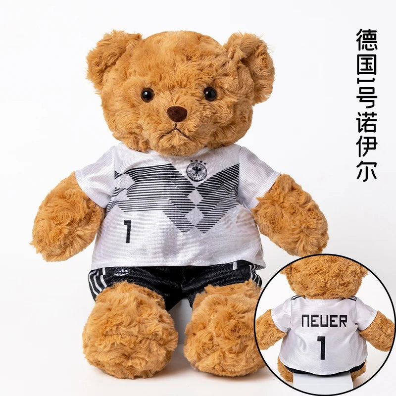 35cm Football Bear Plush Toy Cuddly Teddy Bear Soft  Stuffed Plush Animal Teddy Bear Doll Detachable jersey