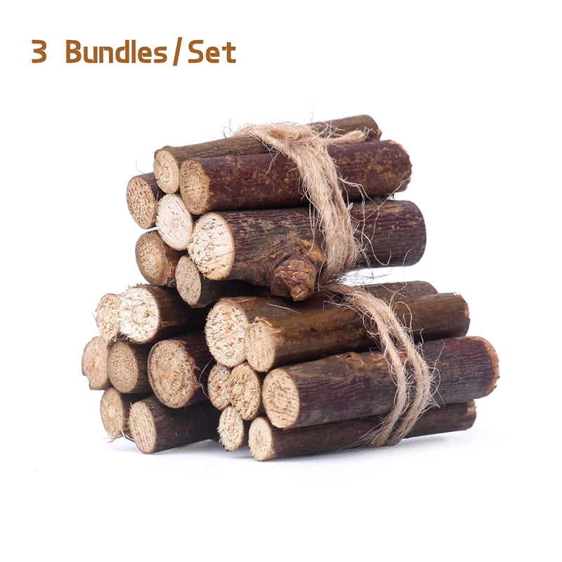 1Pc or 3 Bundles/Set Dollhouse Miniature Bonfire Firewood Model Living Scene Decor Kids Pretend Play Toy Doll House Accessories