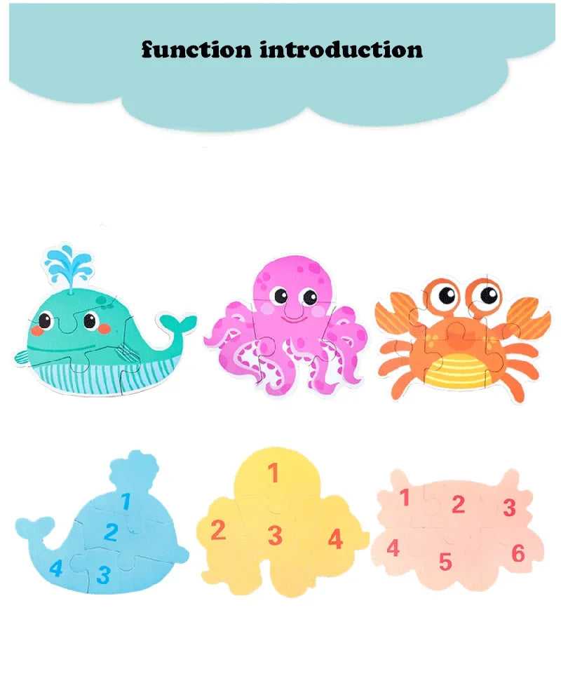Baby Puzzle Montessori Educational Toys Wood Puzzle Animal Matching Games Iron Box Wooden Puzzles For Children Kids 2 3 4 Years