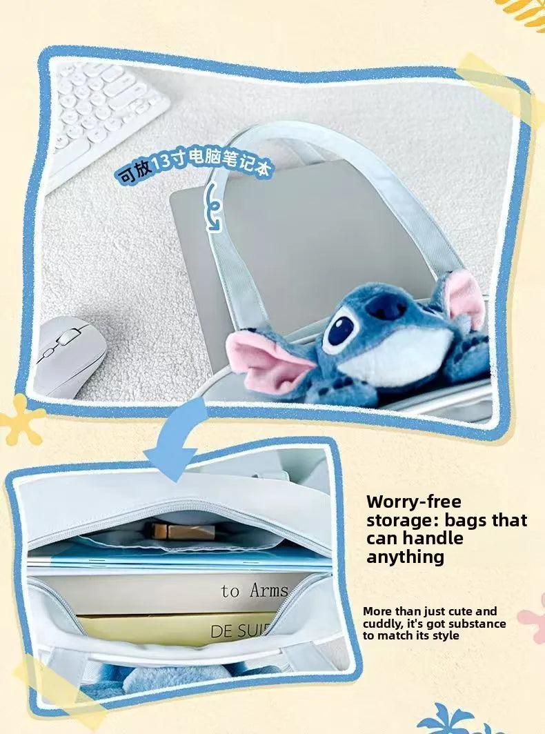 Disney Stitch Cartoon Shoulder Bag Cute Anime Tote Bag Casual Daily Purse Fashion Handbag Kawaii Girl Shopping Bag wholesale