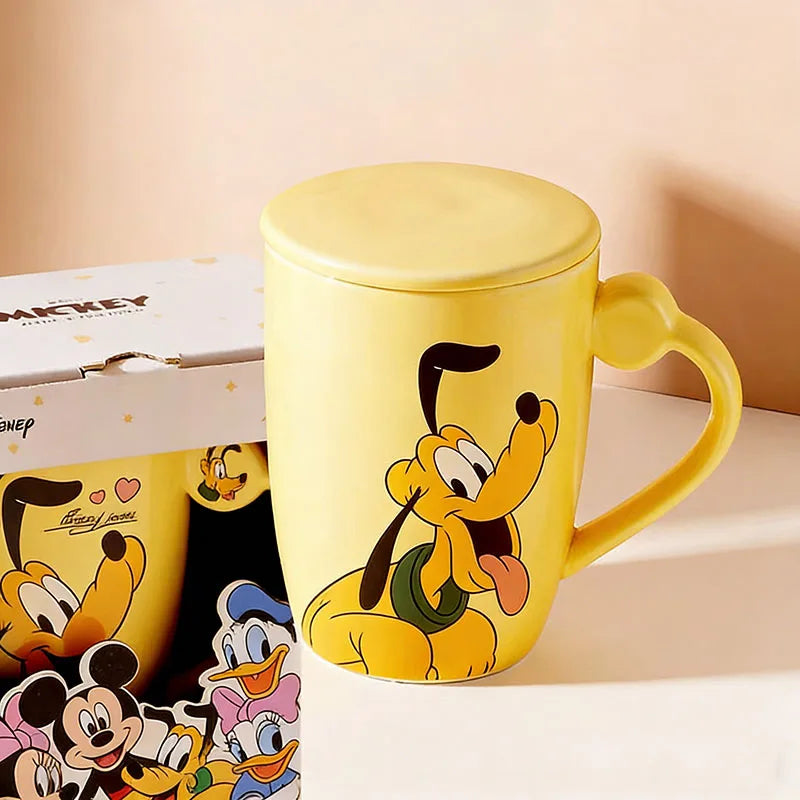 Mickey Mouse Collaboration Cartoon Mug with Lid Durable Student Drinkware Household Breakfast Milk Cup Elegant Gift Box