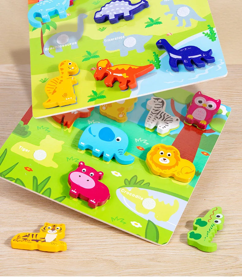Children's 3D Puzzle Animal Transportation Sea Animal Fruits Early Education Fun DIY Paste Puzzle Toys for Kids Gifts