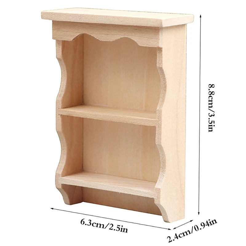 1Pcs Dollhouse Miniature Bookcase Storage Rack Mini Wood Cherry Display Shelf Cabinet Cupboard Doll House Furniture Model Toys