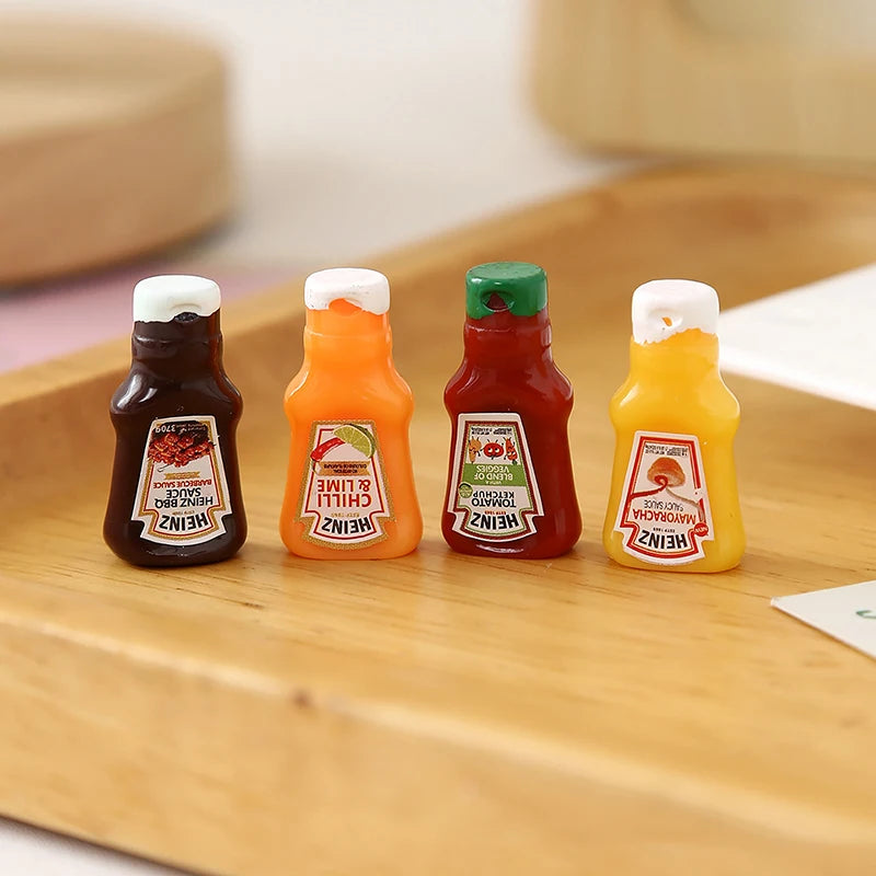 10Pcs Dollhouse Miniature Strawberry Sauce Jam Jar Kitchen Food Accessories For Doll House Decor Kids Pretend Play Toys Gift