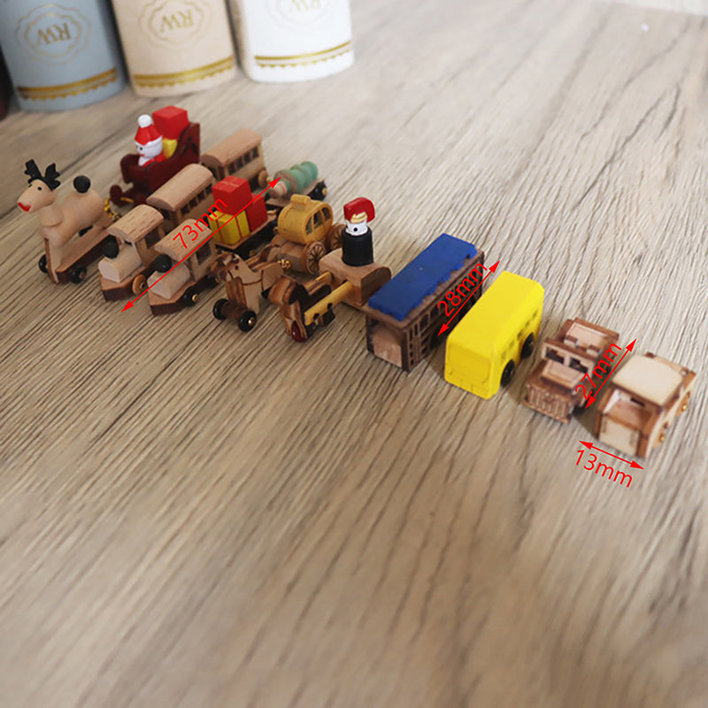 1PC Dollhouse Mini Wooden Car And Train Assembly Accessories Small Ornaments Micro Landscape For Doll House Decor Kids Toys
