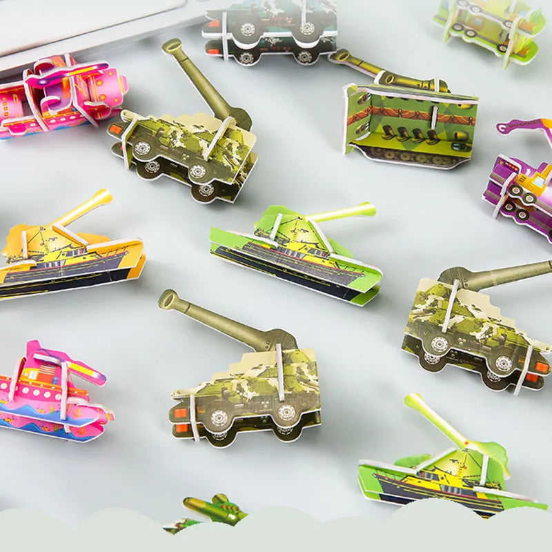 Simulated Tank Car 3D Paper Jigsaw Puzzles Toys Mini Foam Building Block Assemble Model Crafts Kids Boys Classroom Rewards Gifts
