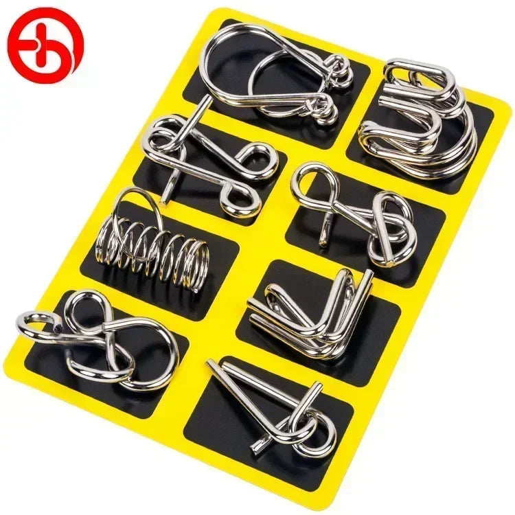8Pcs/Set Metal Montessori Puzzle Wire Mind Brain Teaser Puzzles Children Adults Interactive Game Reliever Educational Toy