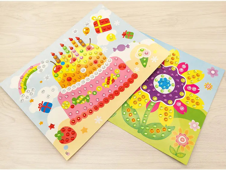 Kids Handmade DIY Diamond Stickers Crystal Paste Painting Puzzle Toys Children Cartoon Creative Sticker Art