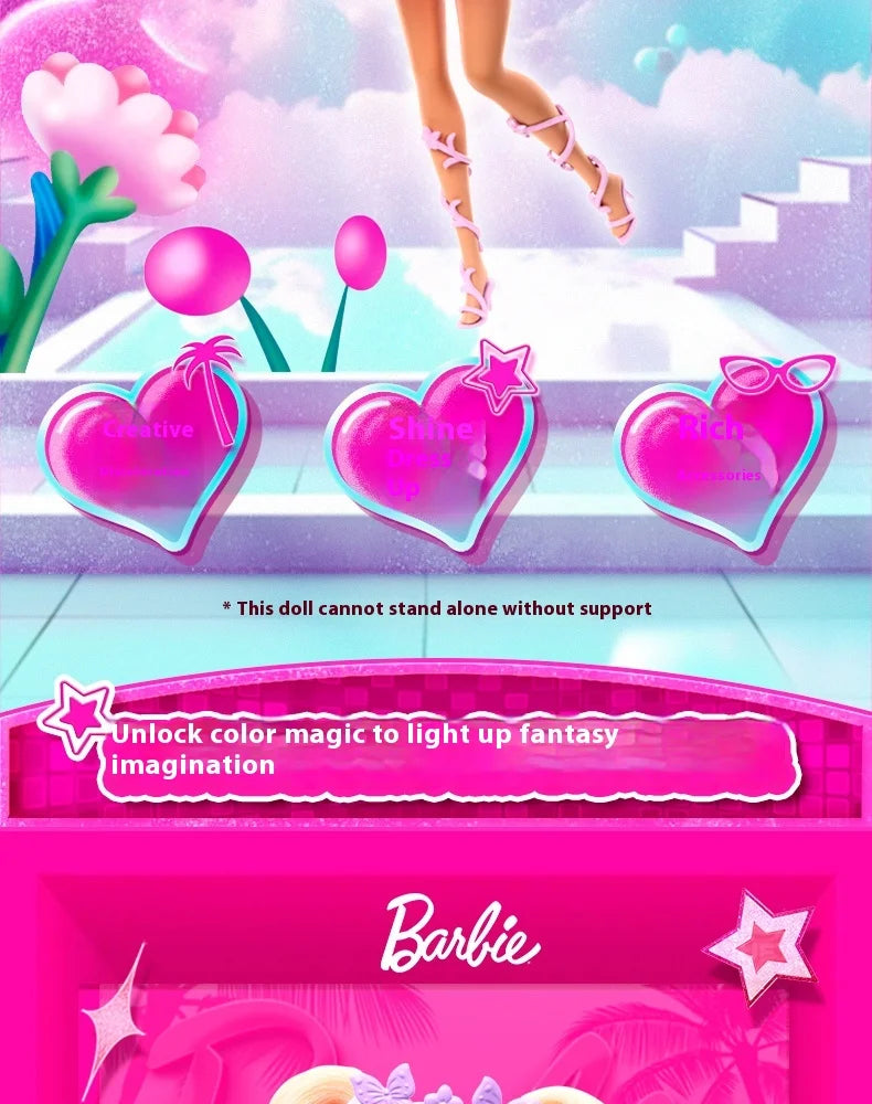 Genuine Barbie Doll Princess Color Changing Dream Butterfly Fairy Toy Figure for Girls Cute Collectible Birthday Gift Toy
