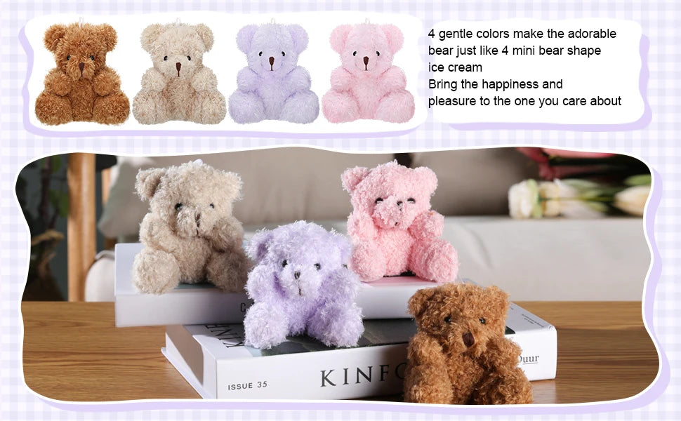 10-30Pcs Mini Plush Bears Small Bear Stuffed Animal Toys Tiny Fuzzy Bear Soft Bear Stuffed Doll for Birthday Gifts Party Favors