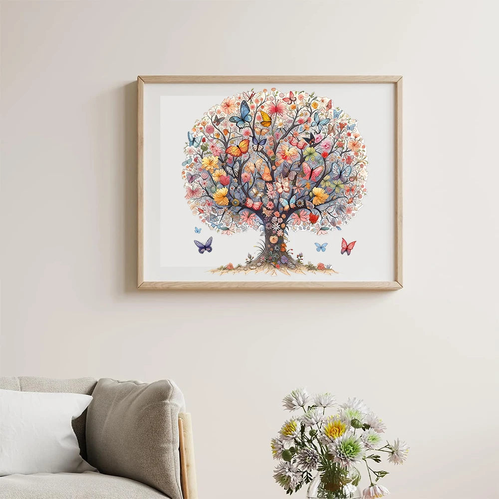 Adult Wooden Puzzle - Unique Animal Shaped Puzzle - Tree of Life Butterfly Puzzle - Creative Gift for Teenagers and Adults