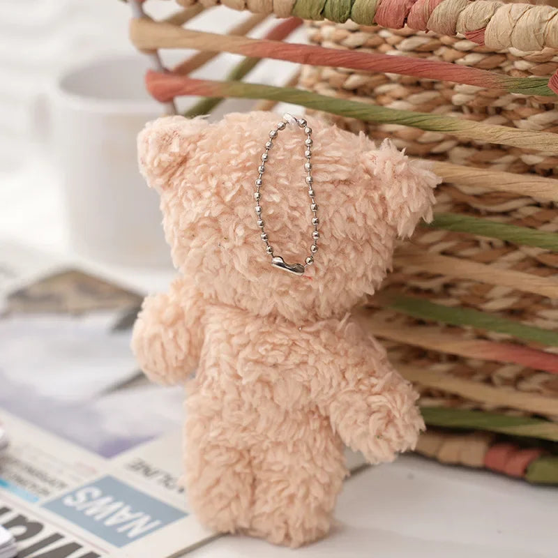 12cm Cute Cartoon Bear Plush Doll Toy Mini Bow Tie Bear Stuffed Animal Toy Kawaii Plush Keychain Bag Pendant Children