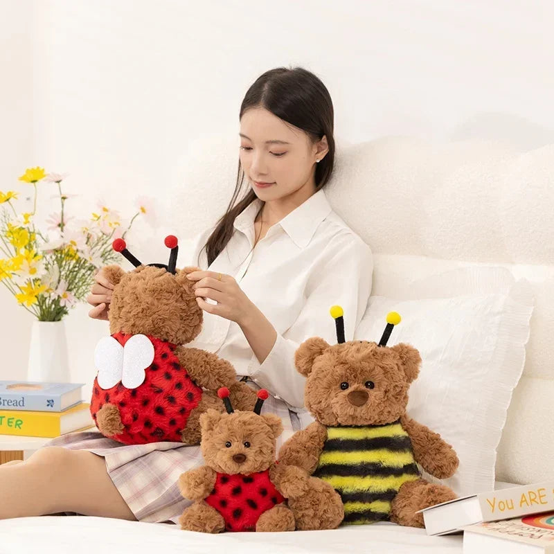 Lovely Bartholomew Bear Plushies Bee Coccinellidae Bear Stuffed Animal Plush Toy Soft Brown Bear Doll Xmas Gifts Girl