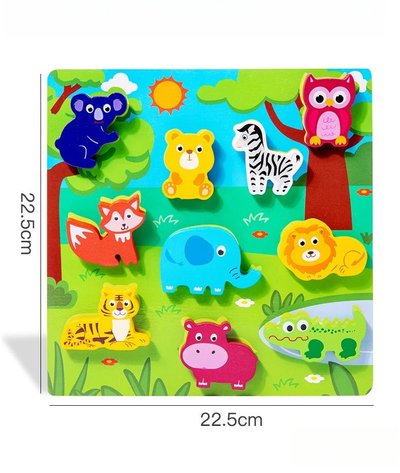 Children's 3D Puzzle Animal Transportation Sea Animal Fruits Early Education Fun DIY Paste Puzzle Toys for Kids Gifts