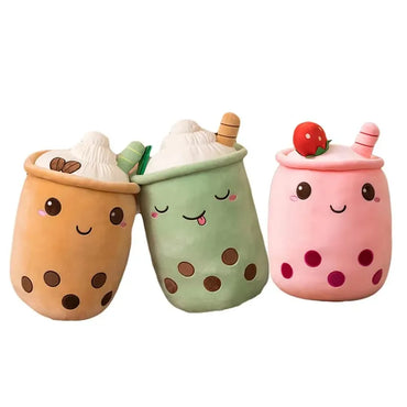 Kawaii Milk Tea Cup Plush Pillow 23cm Stuffed Food Fruit Boba Doll Ultrasoft Stuffed Plush Tea Shop Kids Toys Birthday Gift
